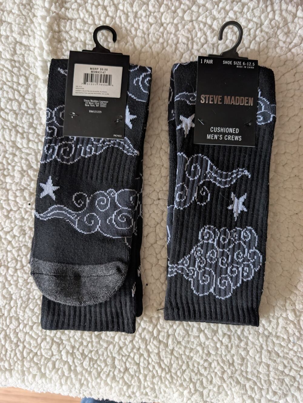 New Steve Madden Cushioned Mens Crew Socks 10-13